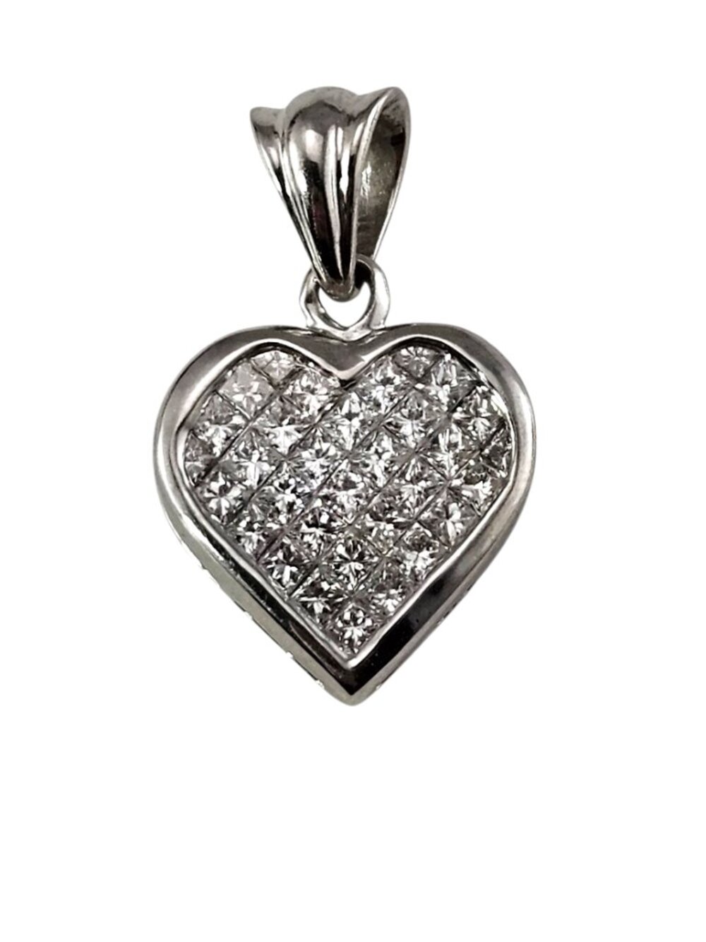 14K White Gold Princess Cut Diamond Heart Pendant #24958